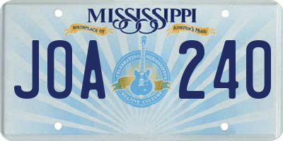 MS license plate JOA240