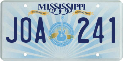 MS license plate JOA241