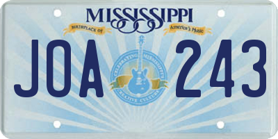 MS license plate JOA243