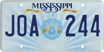 MS license plate JOA244