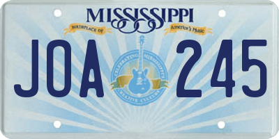 MS license plate JOA245