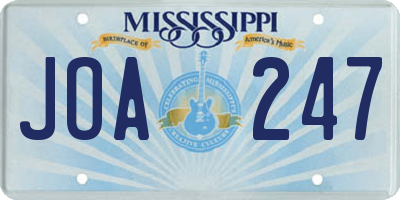 MS license plate JOA247