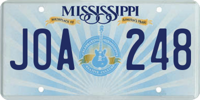 MS license plate JOA248