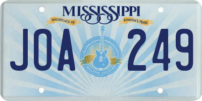 MS license plate JOA249