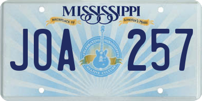 MS license plate JOA257
