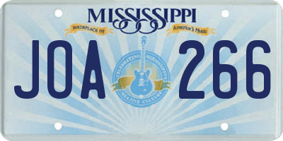 MS license plate JOA266