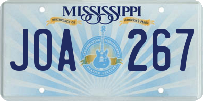 MS license plate JOA267