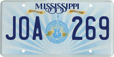 MS license plate JOA269