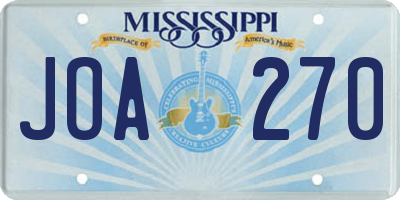 MS license plate JOA270