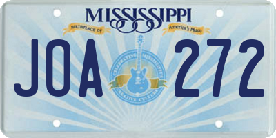MS license plate JOA272