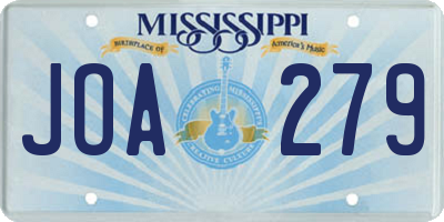 MS license plate JOA279