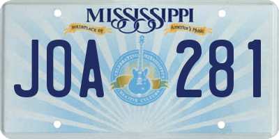 MS license plate JOA281
