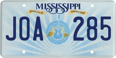 MS license plate JOA285