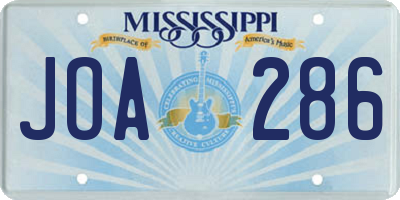 MS license plate JOA286
