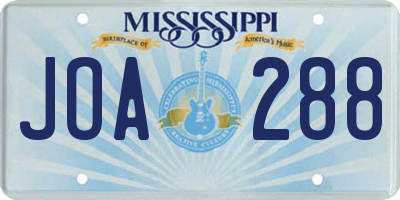 MS license plate JOA288