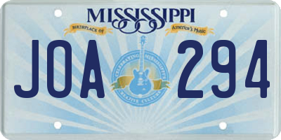 MS license plate JOA294