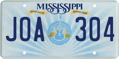 MS license plate JOA304
