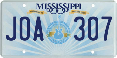 MS license plate JOA307