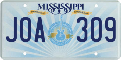 MS license plate JOA309