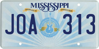 MS license plate JOA313
