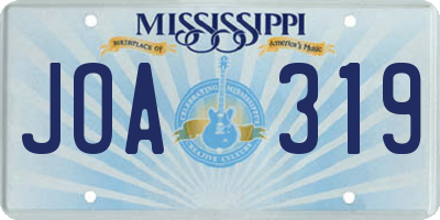 MS license plate JOA319
