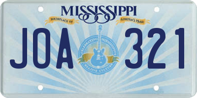 MS license plate JOA321
