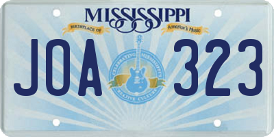 MS license plate JOA323