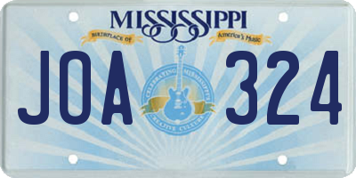 MS license plate JOA324