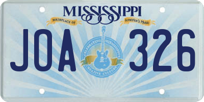 MS license plate JOA326