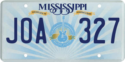 MS license plate JOA327