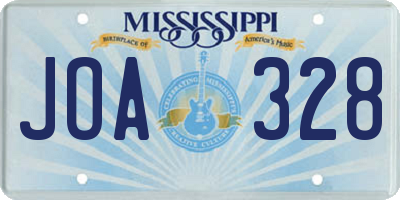 MS license plate JOA328