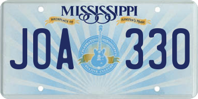 MS license plate JOA330
