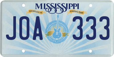 MS license plate JOA333