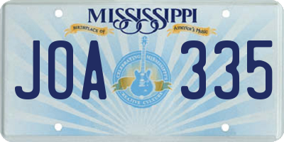 MS license plate JOA335
