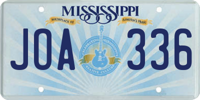 MS license plate JOA336