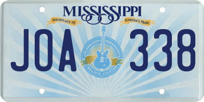 MS license plate JOA338