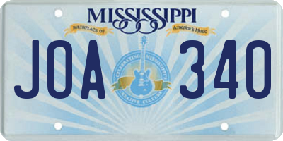 MS license plate JOA340