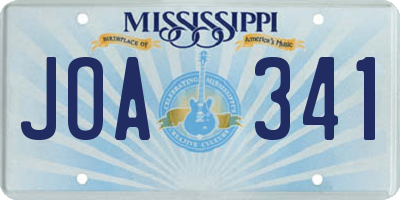 MS license plate JOA341