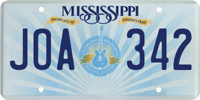 MS license plate JOA342