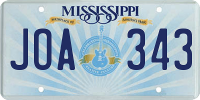 MS license plate JOA343