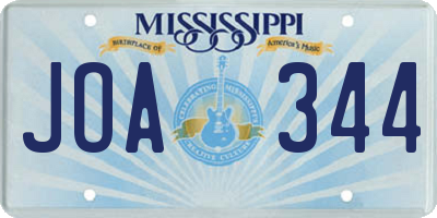 MS license plate JOA344