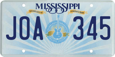 MS license plate JOA345
