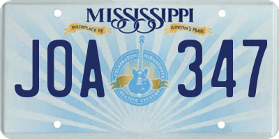 MS license plate JOA347