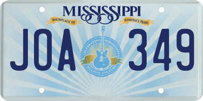 MS license plate JOA349