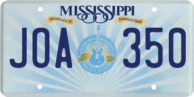 MS license plate JOA350