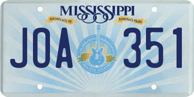 MS license plate JOA351