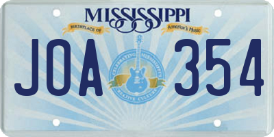 MS license plate JOA354