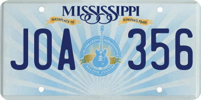 MS license plate JOA356
