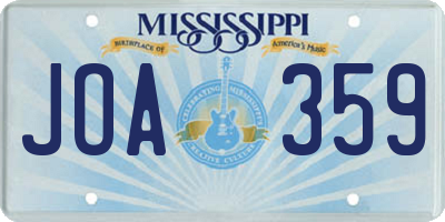 MS license plate JOA359