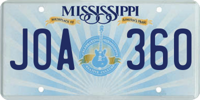 MS license plate JOA360